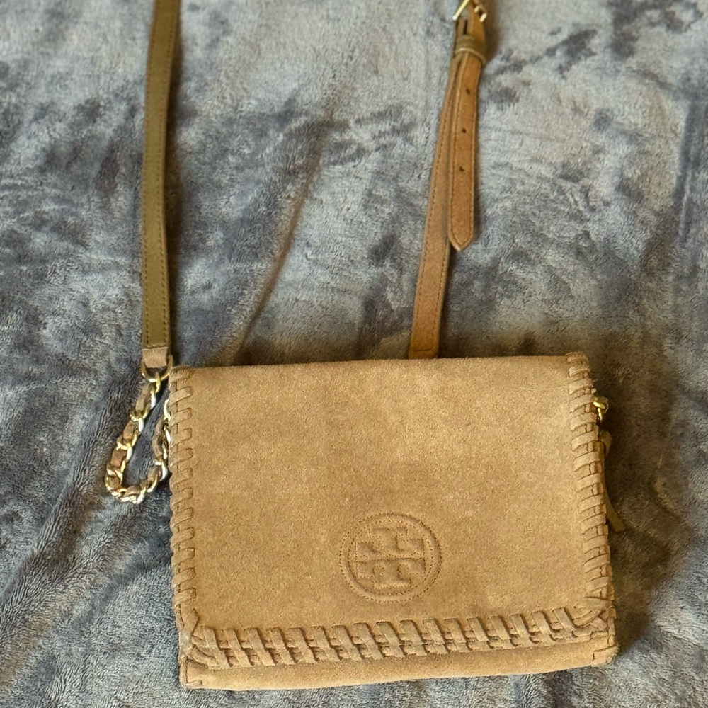 Tory Burch Brown Suede Crossbody Bag